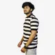 Men's Black White Orange Striped Polo T-Shirt | Premium Cotton Regular Fit
